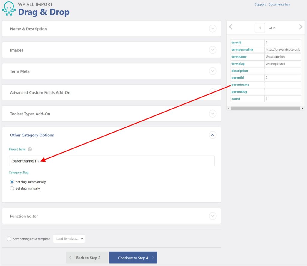 WordPress Category Import Drag and Drop 2