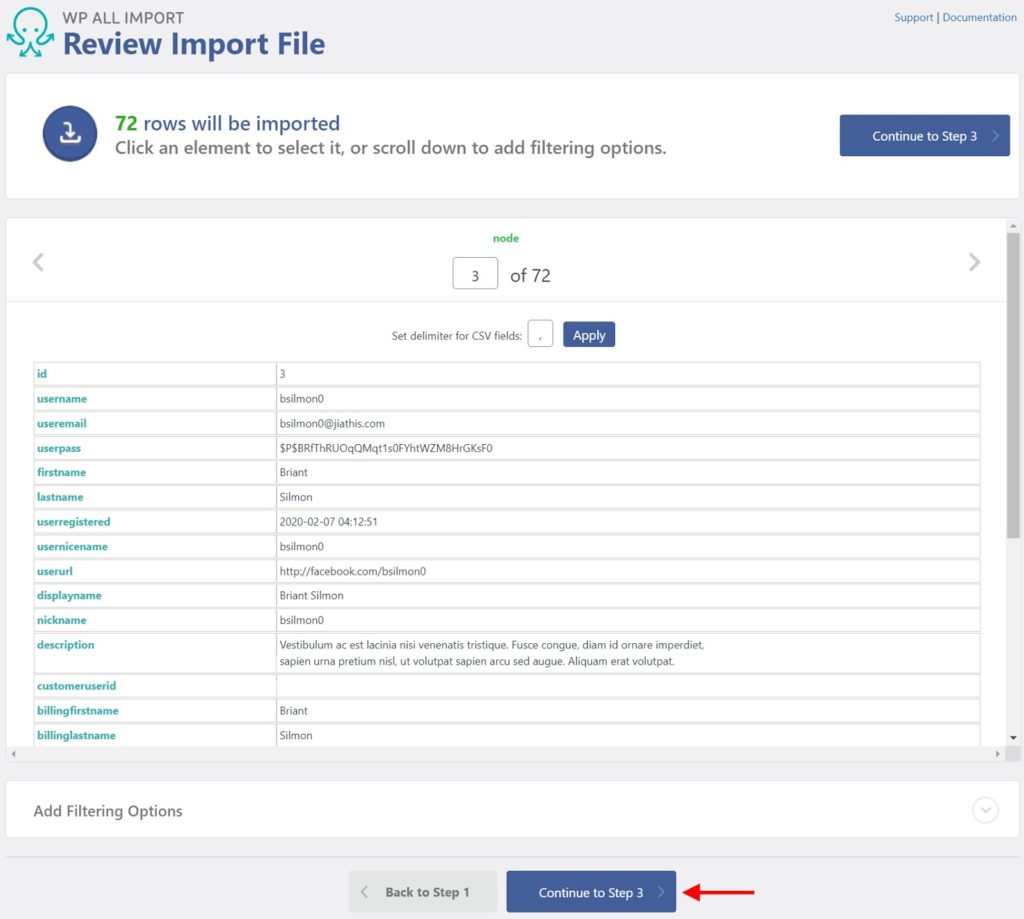 Import WordPress Users Review Import File