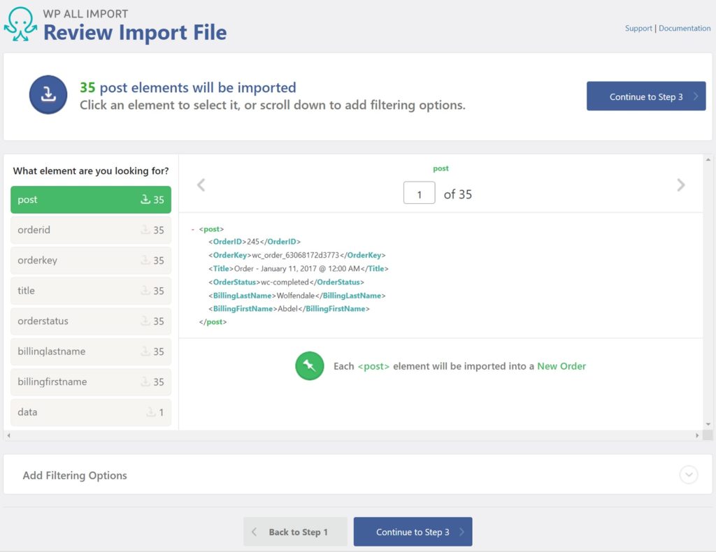 WooCommerce Order Import Review XML Import File