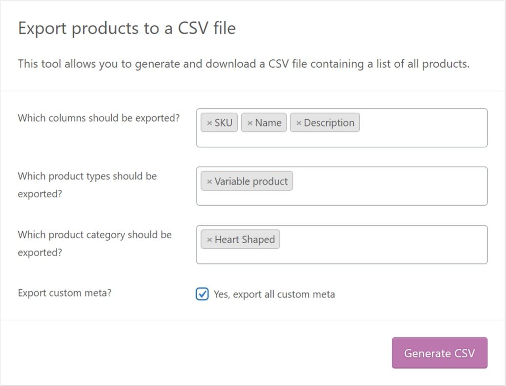 WooCommerce Products Default Export Tool