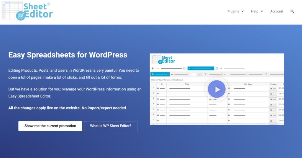 WP Sheet Editor WooCommerce Products Spreadsheet