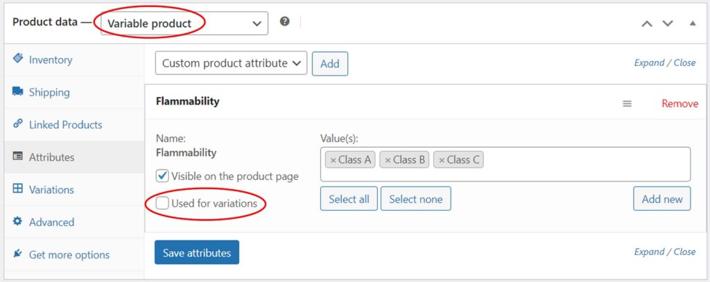 Export Variable Products in WooCommerce Product Attributes for Variable Product