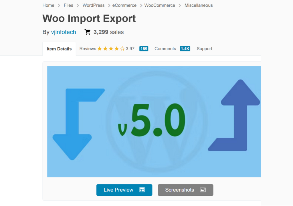 Woo Import Export plugin