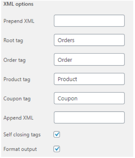 WooCommerce Order Export to XML - Element Structure