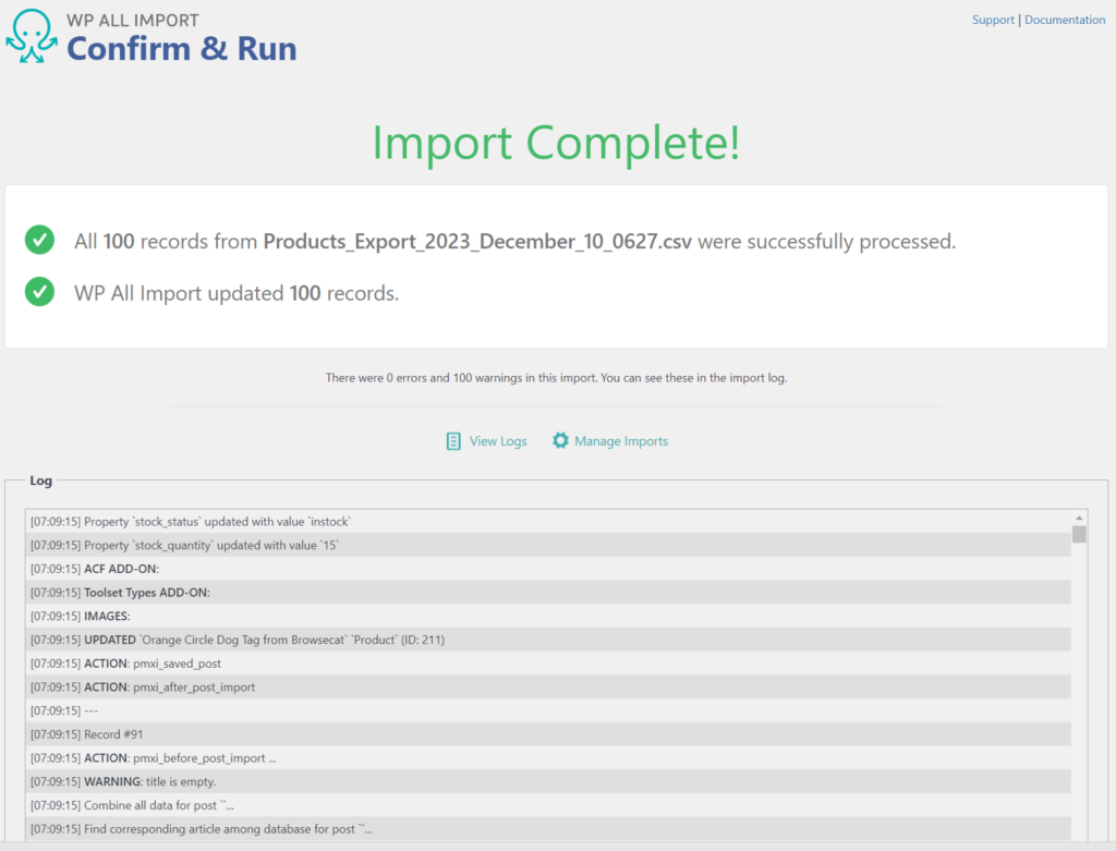 Update Stock WooCommerce - Confirm and Run