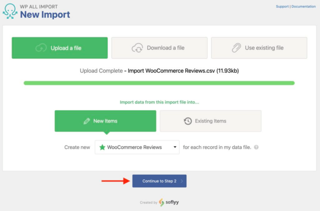 Import WooCommerce Reviews - Create New Import