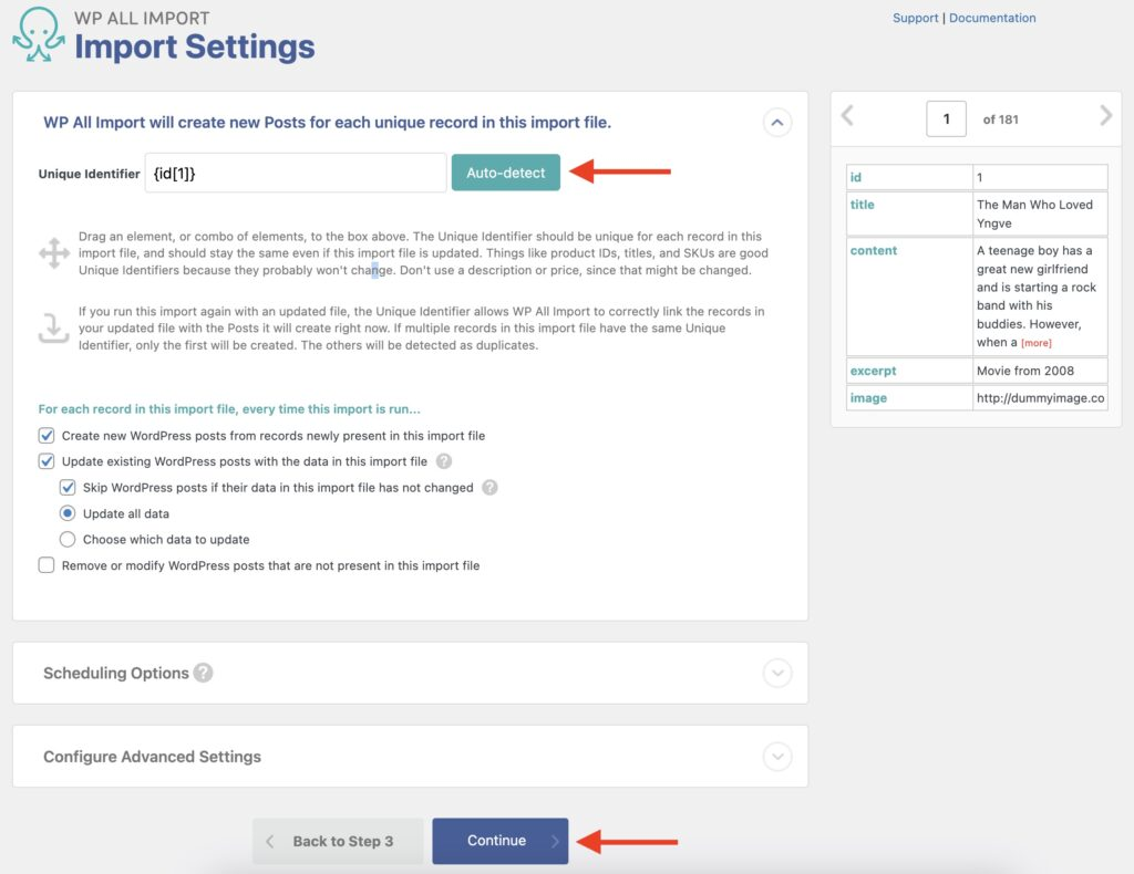 Import WordPress Posts - Import Settings