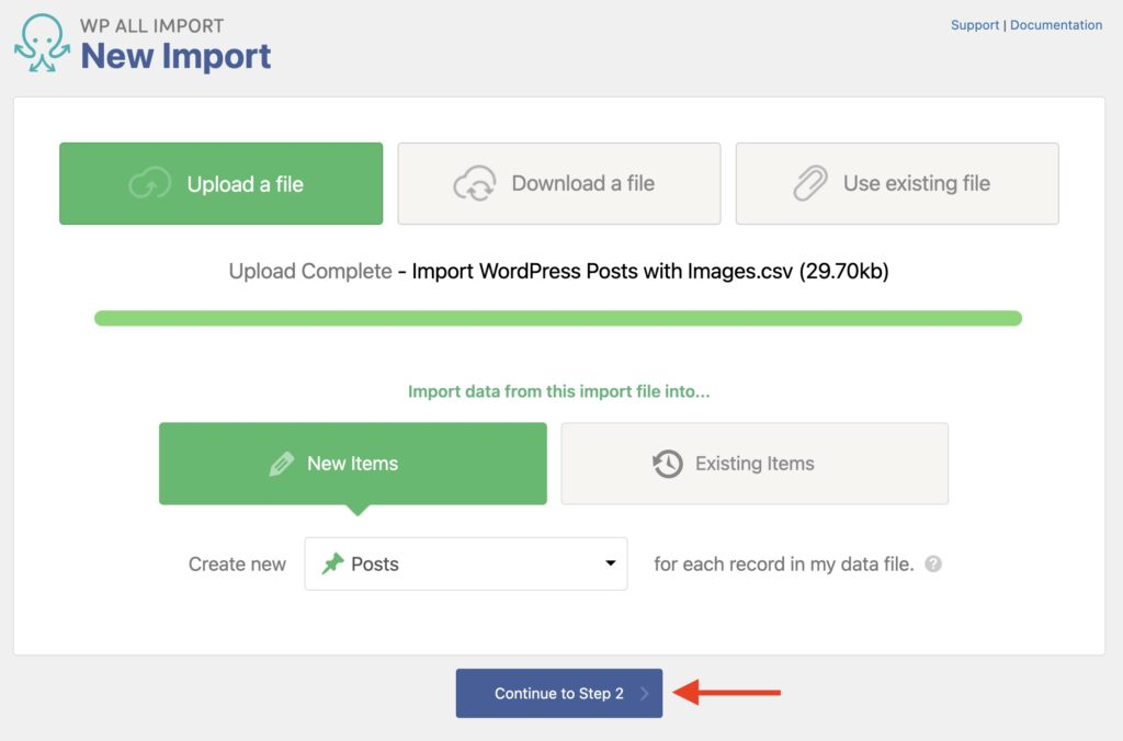 Import WordPress Posts with Images - Create New Import