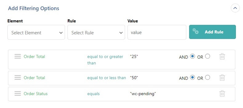 Advanced Order Export for WooCommerce - Combining Filter Conditions