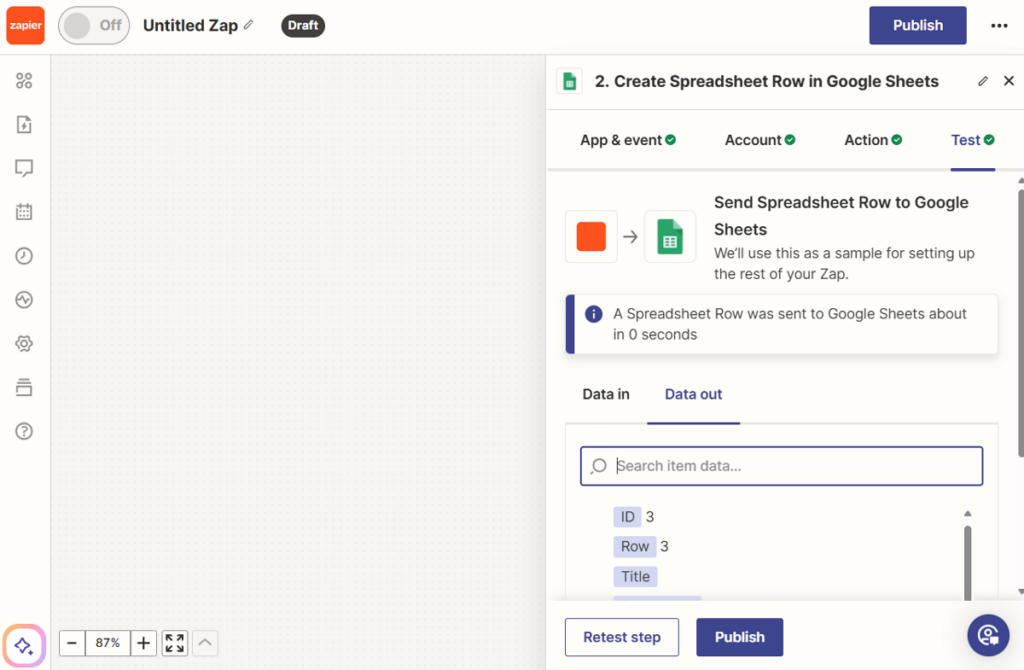 Publish your zap to export orders in real time