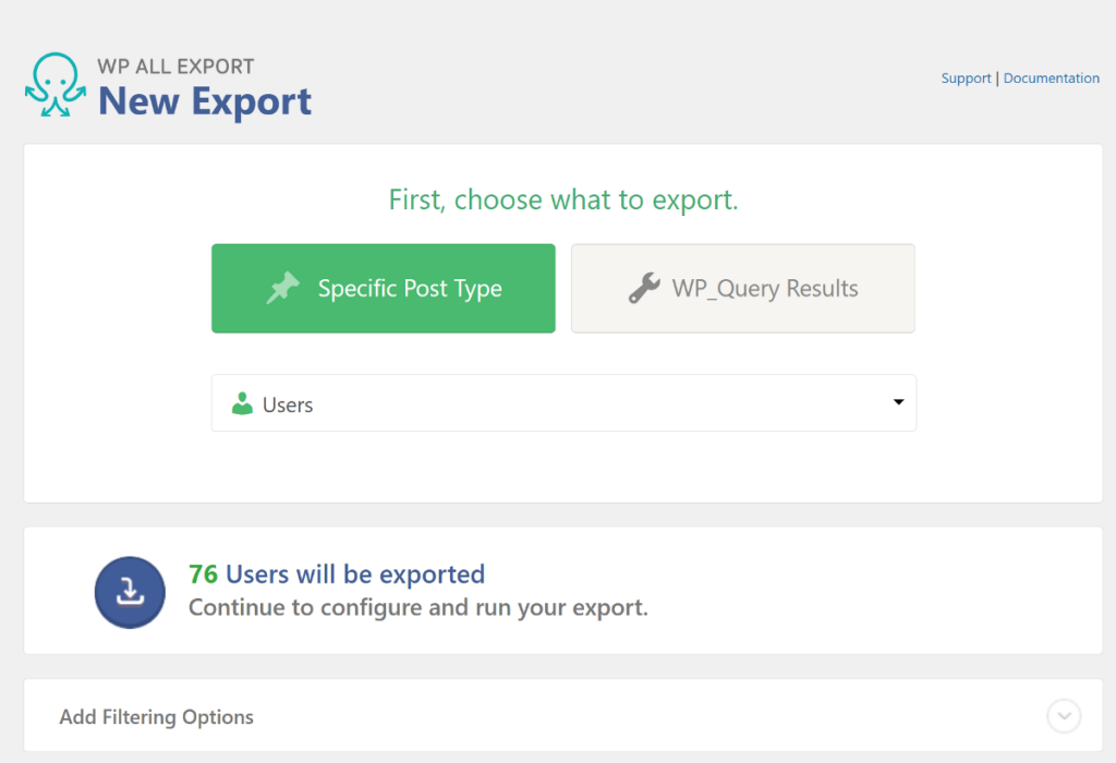 New Export for WordPress Users