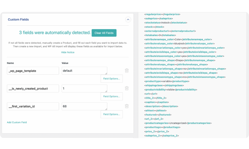 Custom field panel in WP All Import