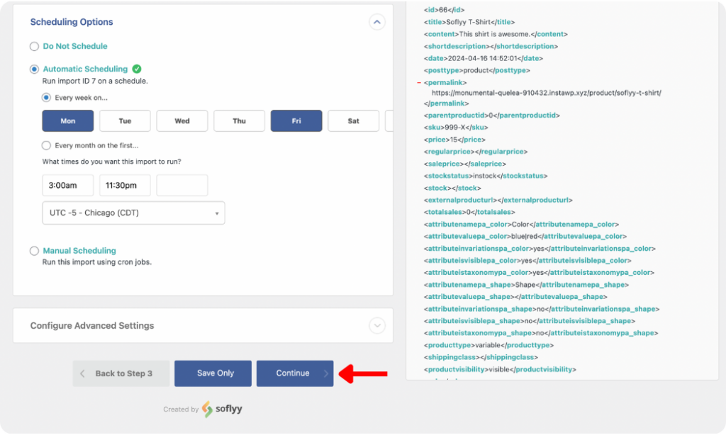 import scheduling option in WP All Import