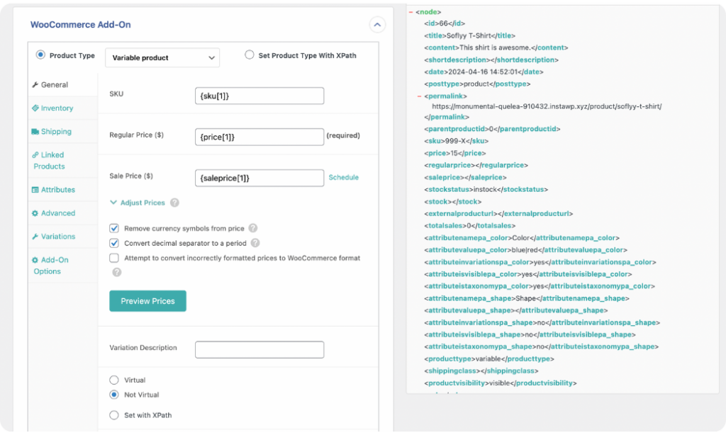 map woocommerce standard fields