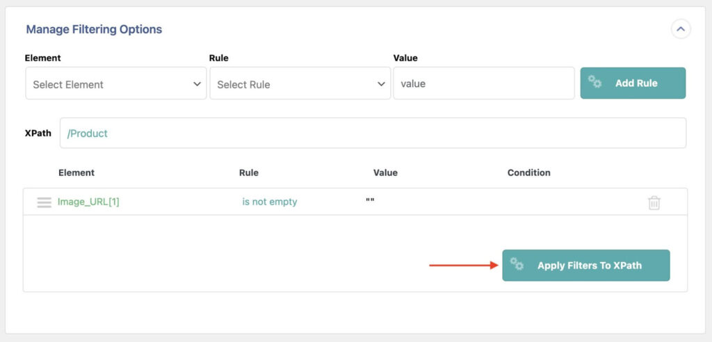 Apply filters to xpath
