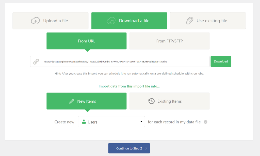 Create New Users Import