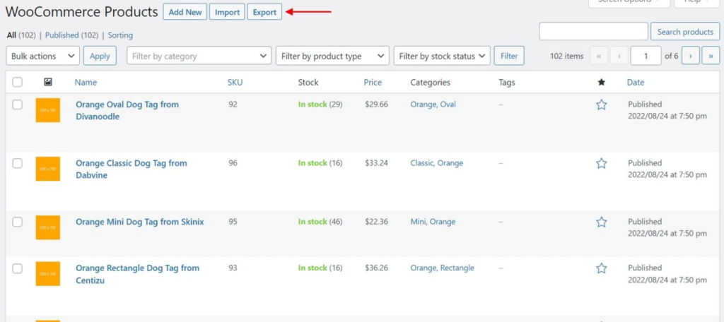 Default WooCommerce Export Tool