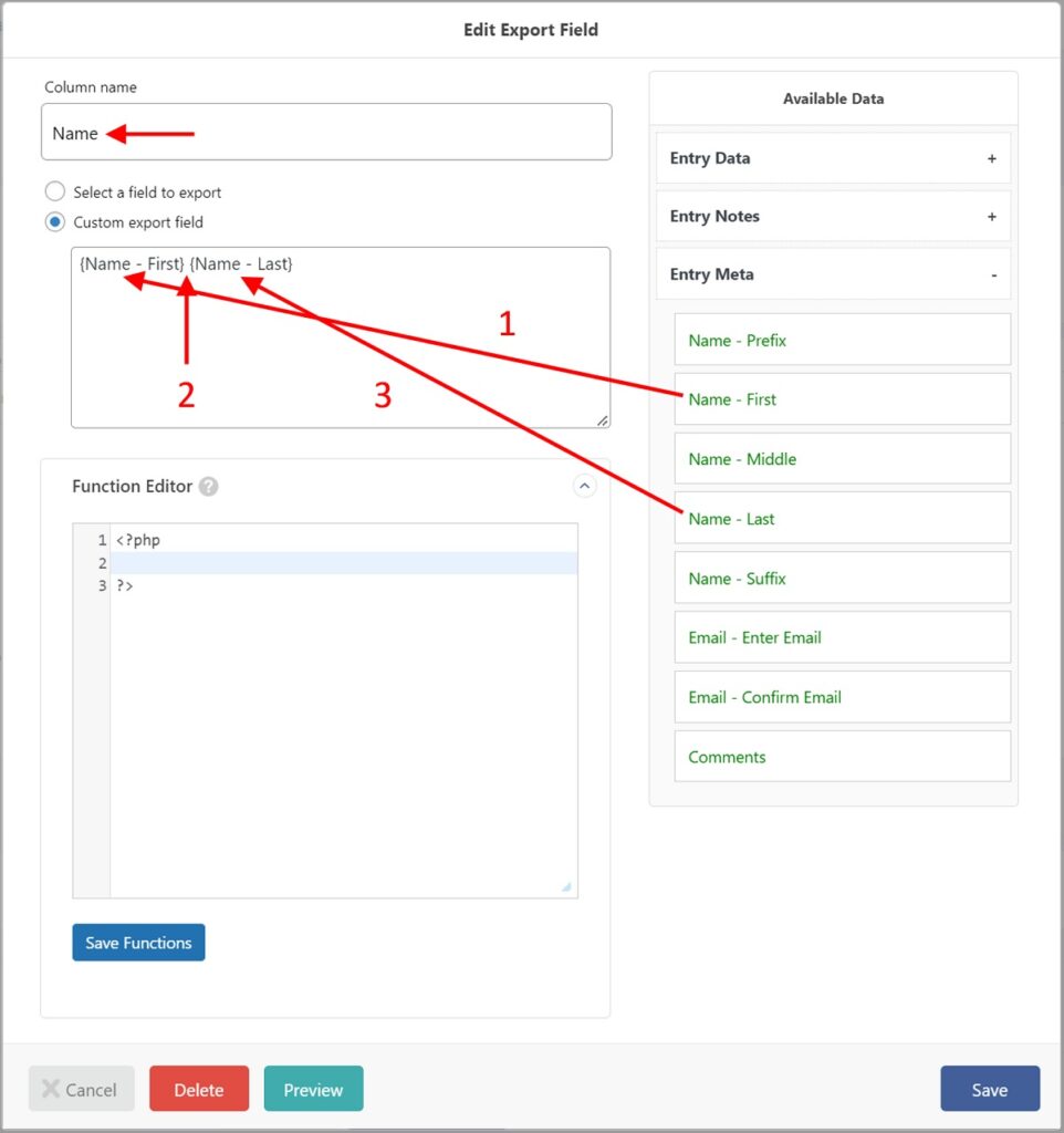 Export Gravity Forms Entries Edit Export Custom Field