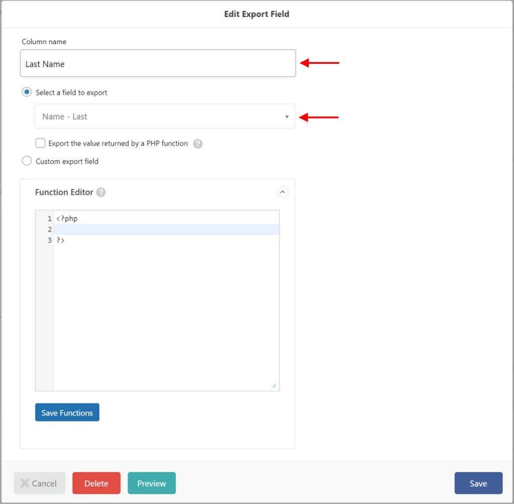 Export Gravity Forms Entries Edit Export Field