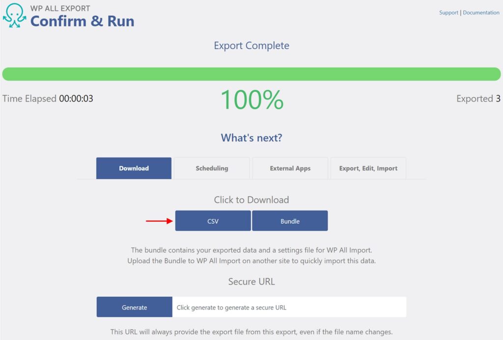 Export Gravity Forms Entries Confirm and Run