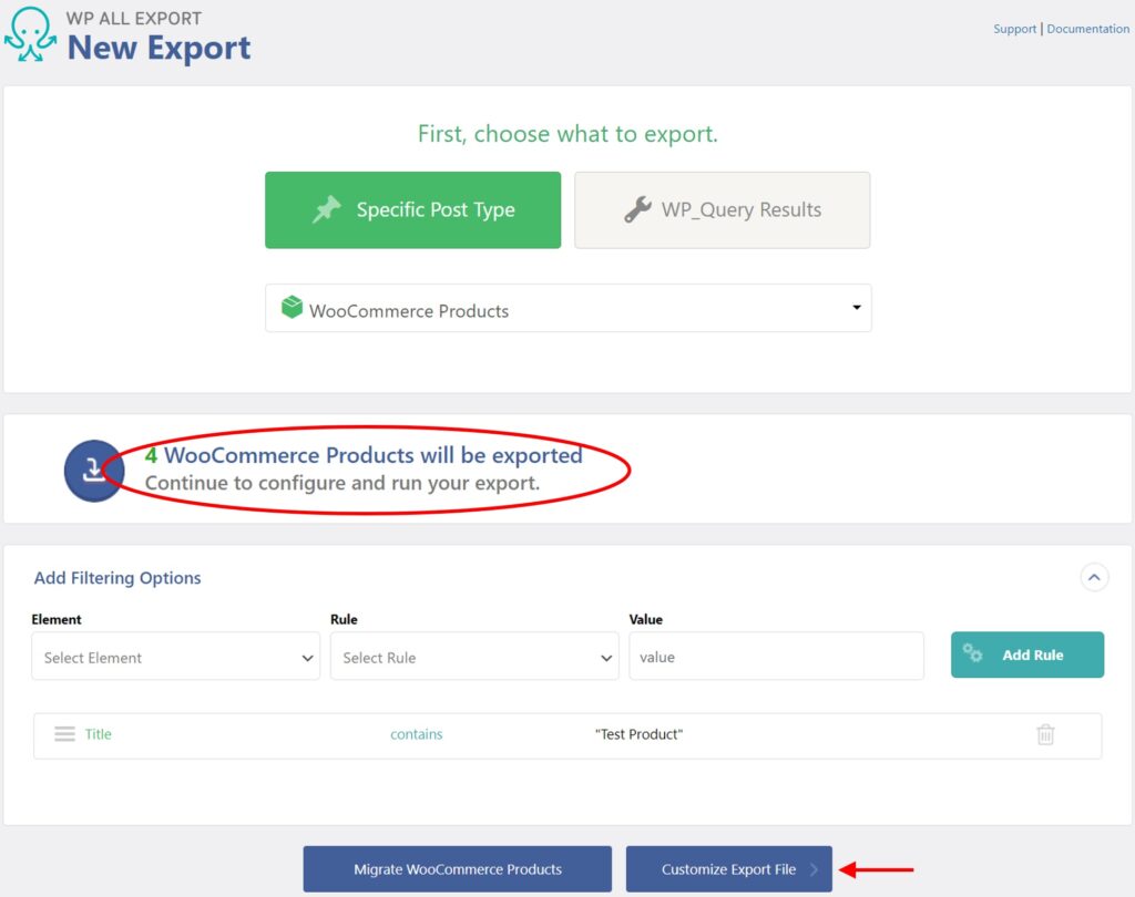 Export Variable Products Filter Applied