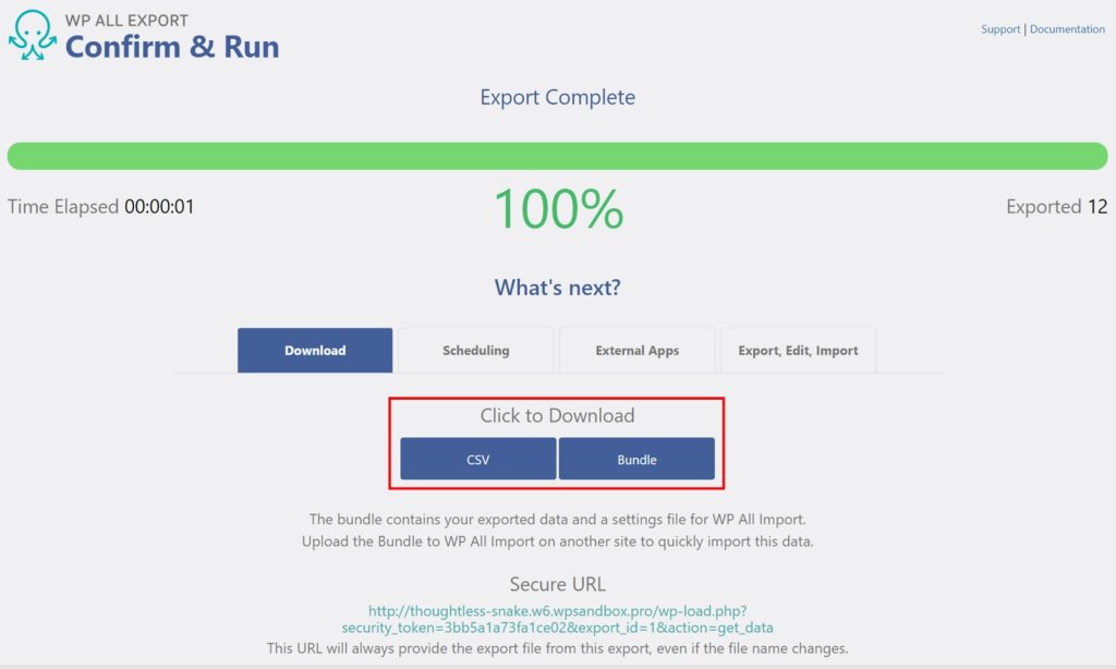 Exporting WooCommerce Products Confirm and Run