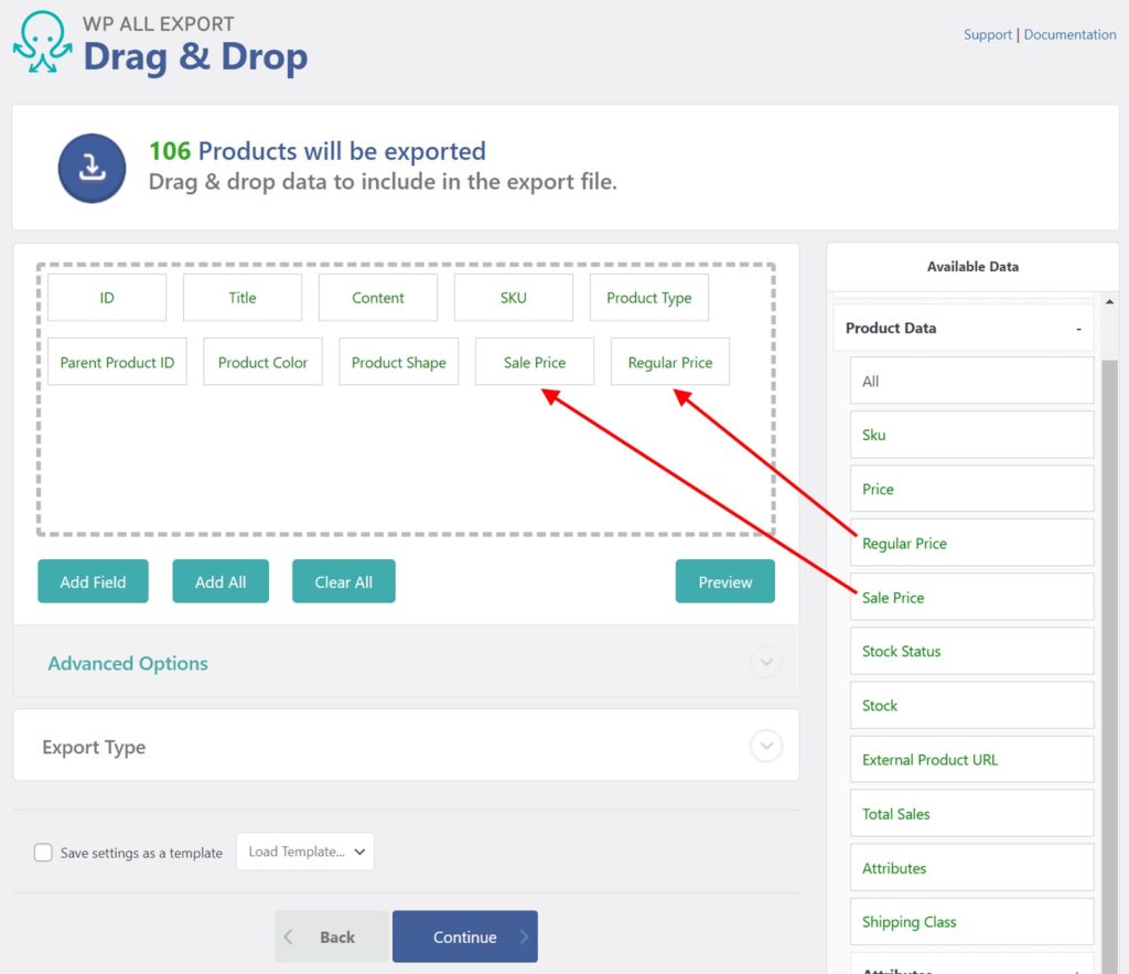 Exporting WooCommerce Products Drag and Drop
