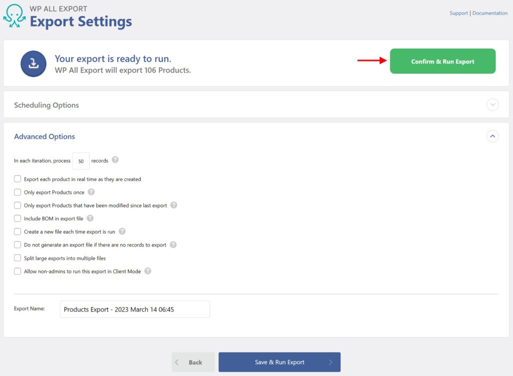 Exporting WooCommerce Products Export Settings