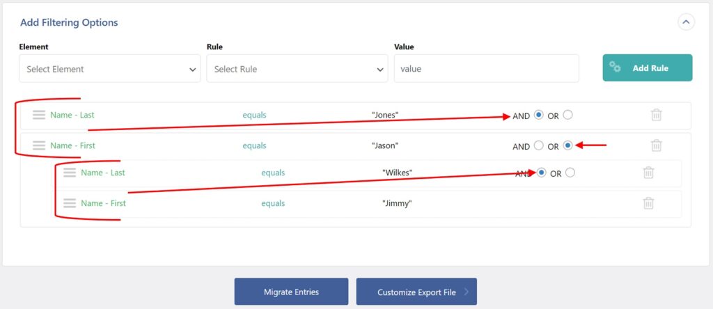 Gravity Forms Entries Export Complex Filter