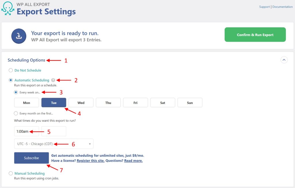 Gravity Forms Entries Export Schedule