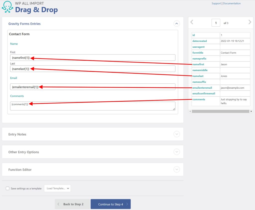 Import Gravity Forms Entries Drag and Drop