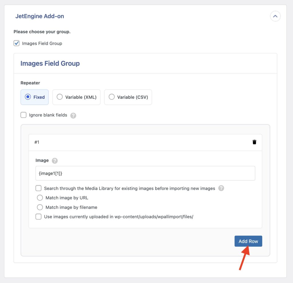 JetEngine Repeater Fields - Fixed Repeater Mode Add Row