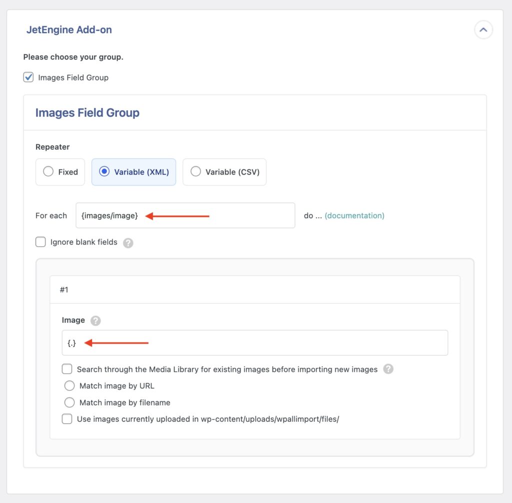JetEngine Repeater Fields - Variable Repeater Mode (XML)
