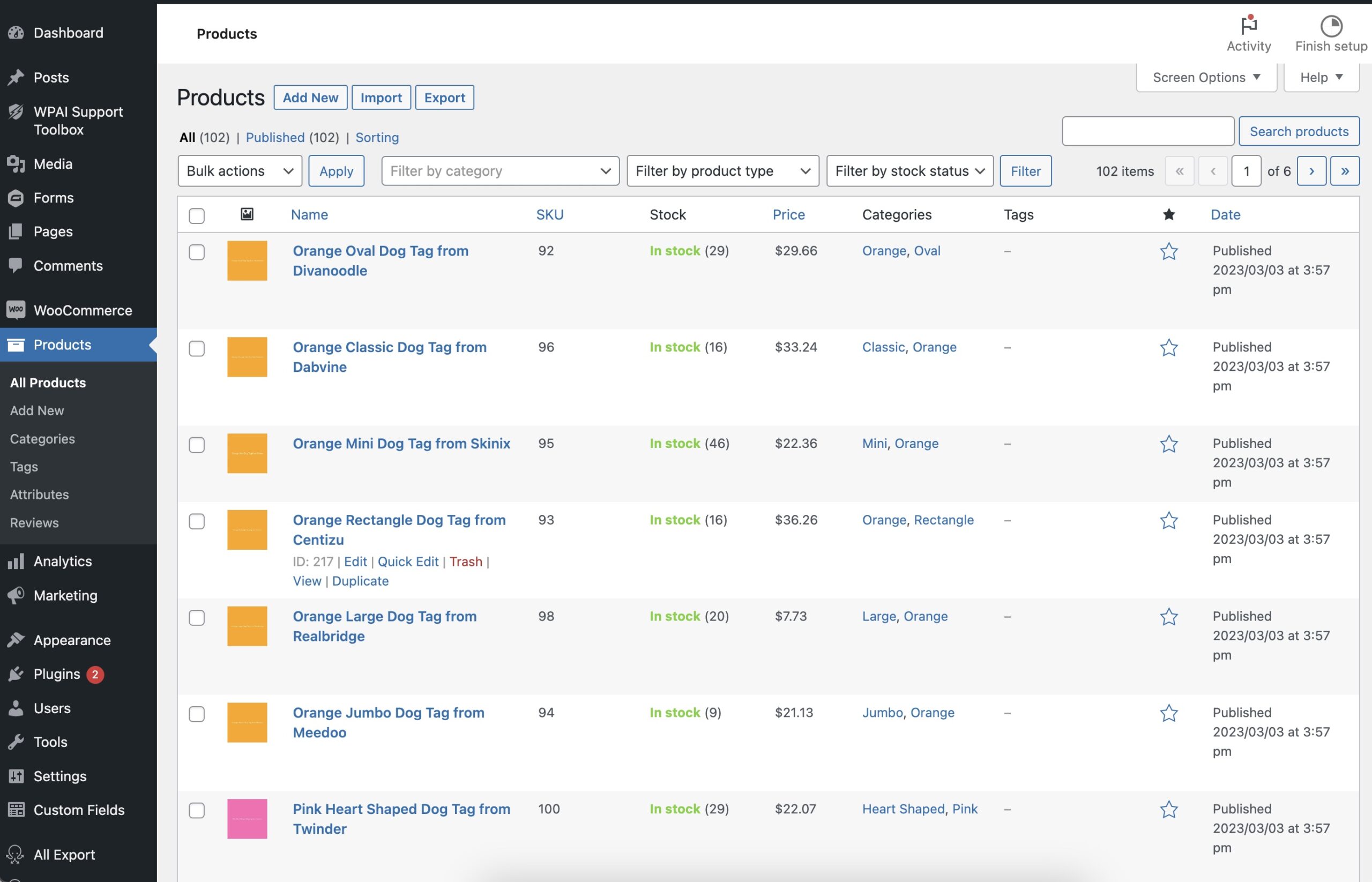 Importing a WooCommerce Product Gallery - Check Products