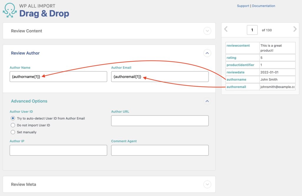 Import WooCommerce Reviews - Map Review Author