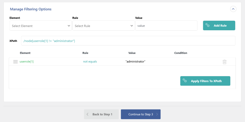Manage Filtering Options