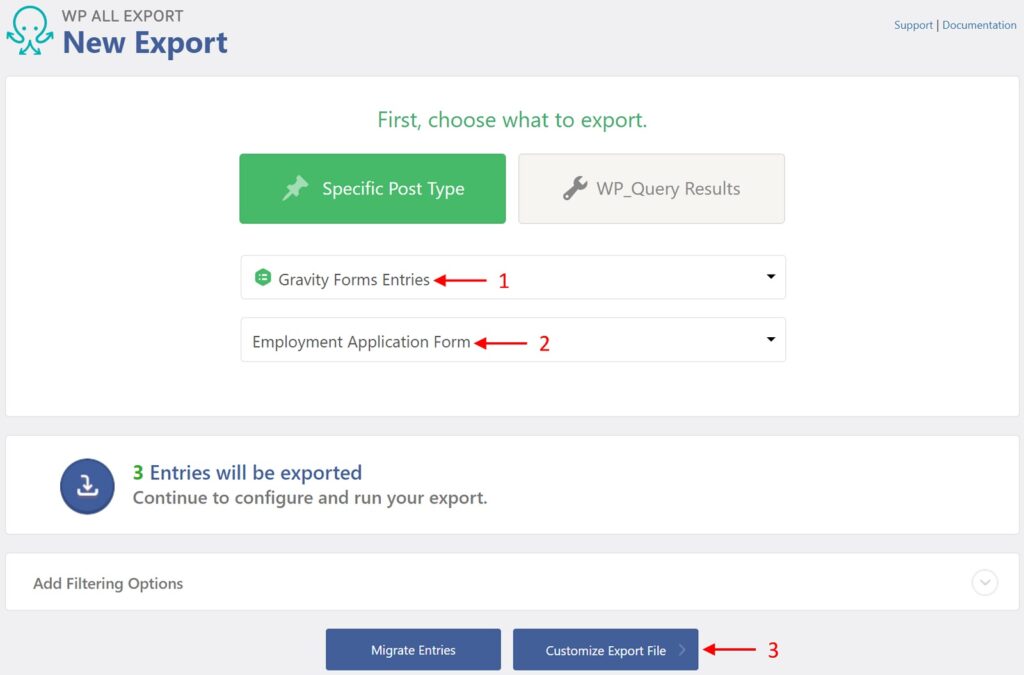 New Gravity Forms Entries Export