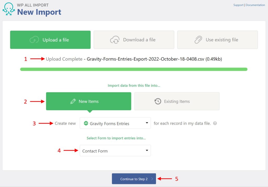 New Gravity Forms Entries Import