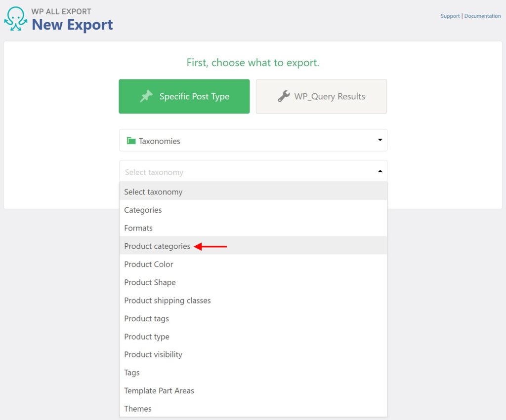 New Product Category Export