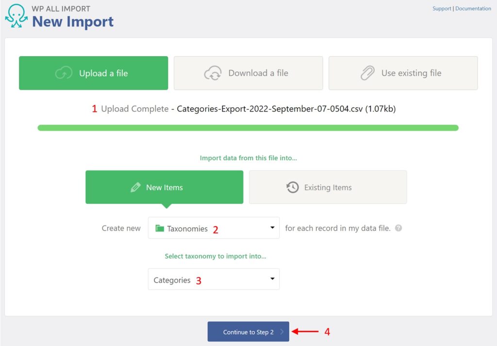 New WordPress Category Import