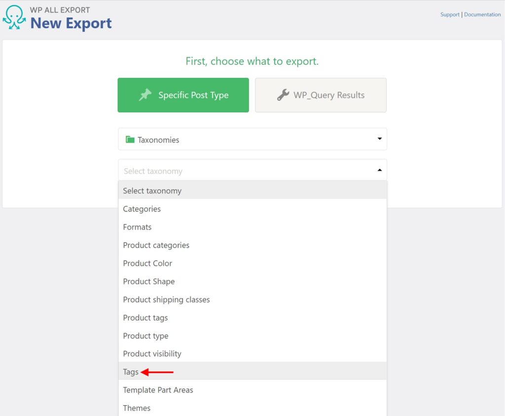 New WordPress Tag Export