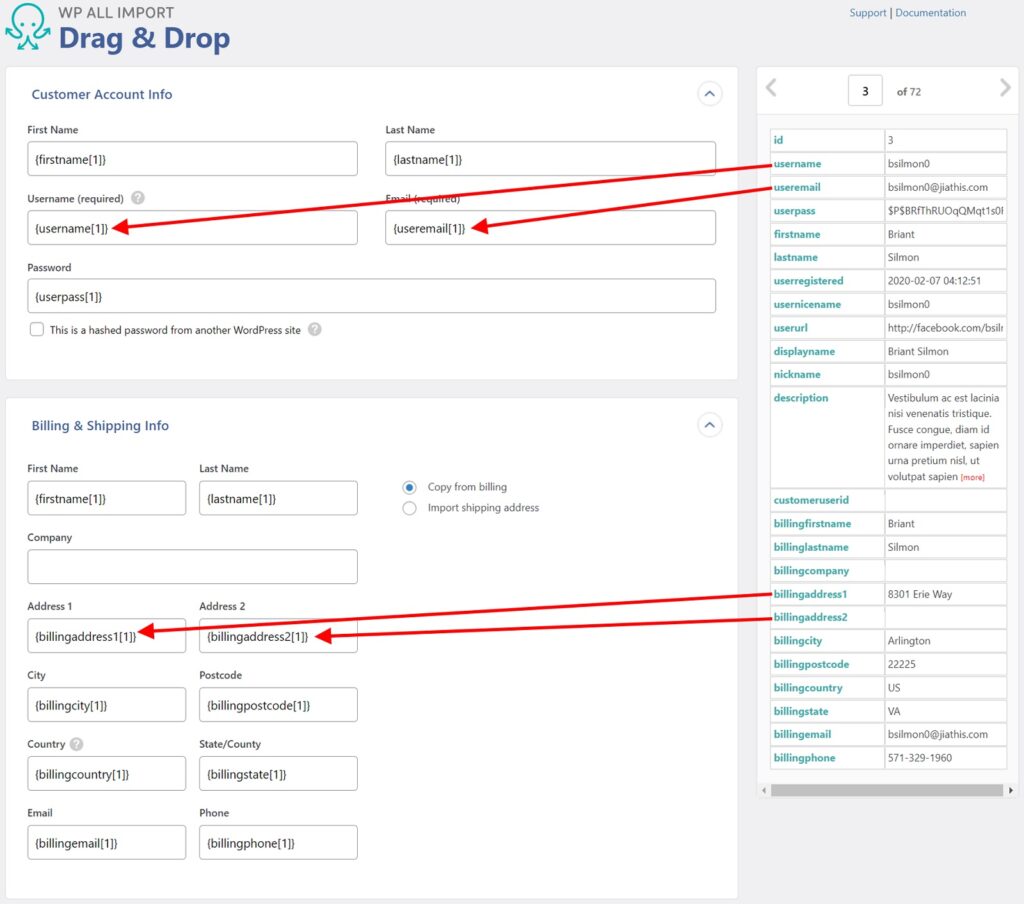 WooCommerce Customer Import Drag and Drop