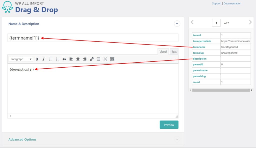WordPress Category Import Drag and Drop 1
