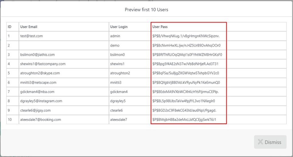 User Encrypted Passwords