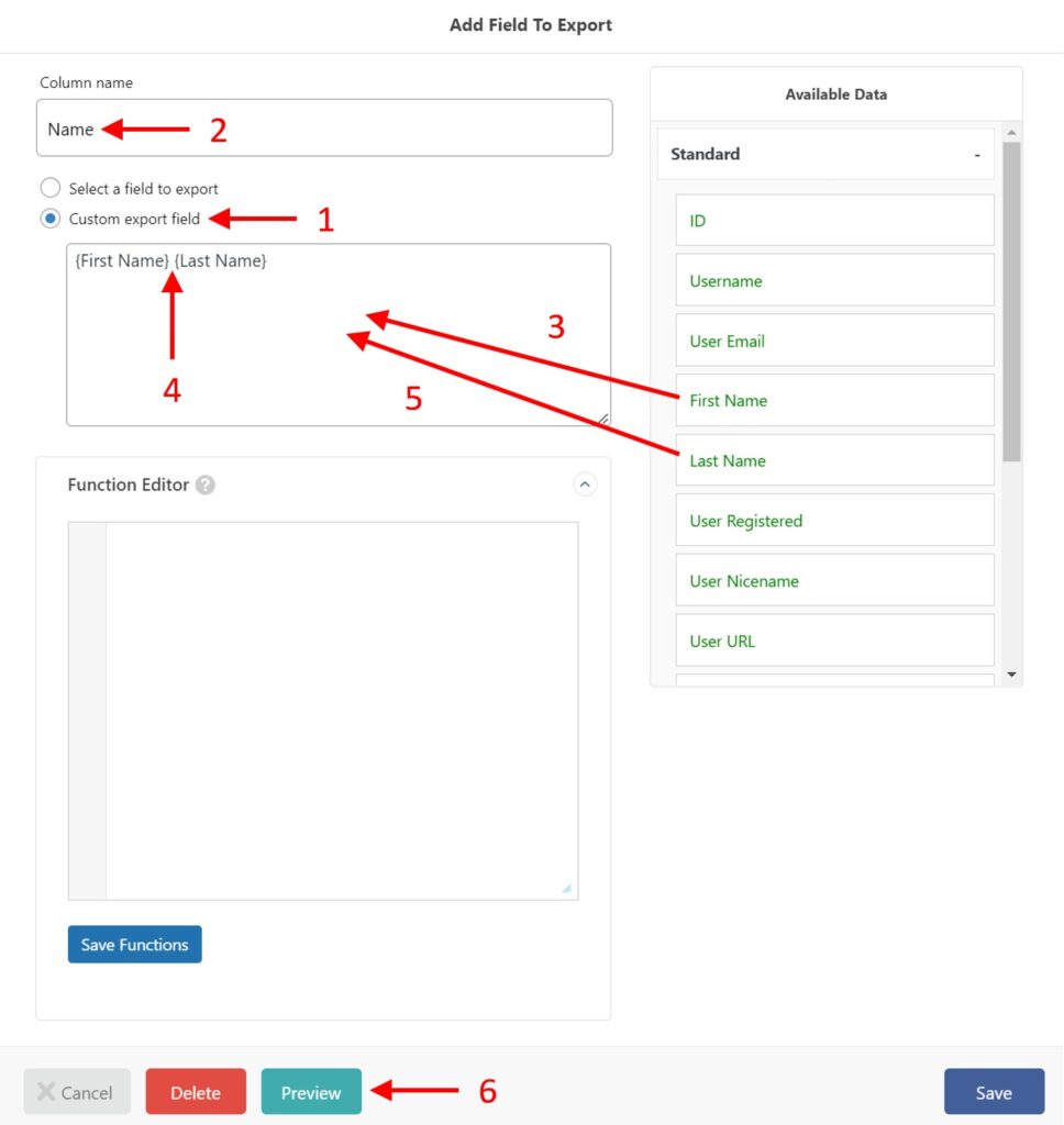 WordPress User Export Add Field Form
