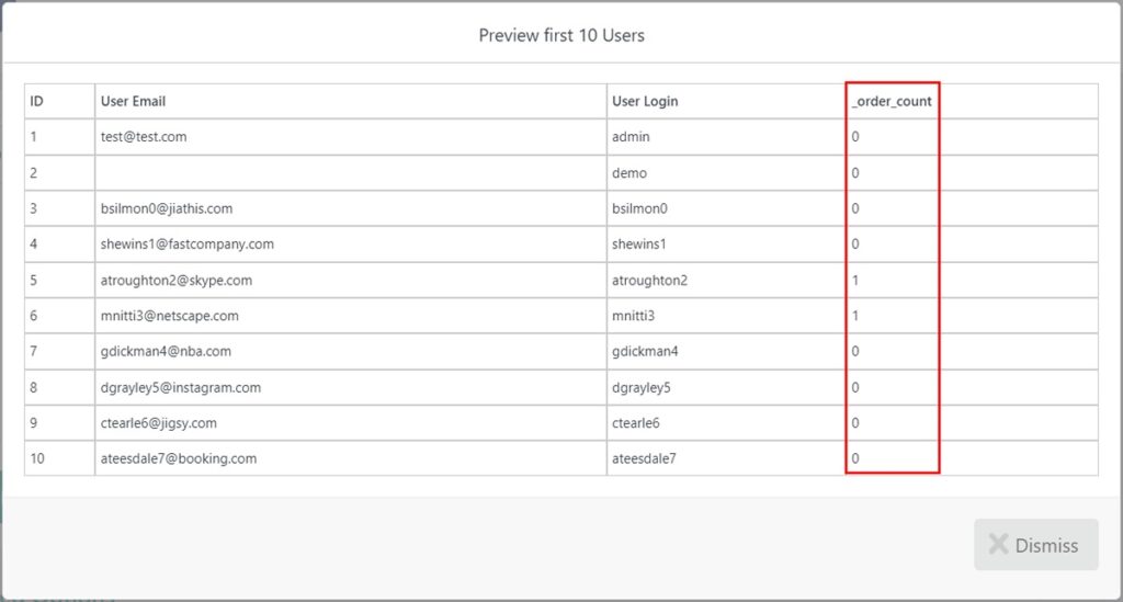 WordPress User Export Custom Field Preview 2