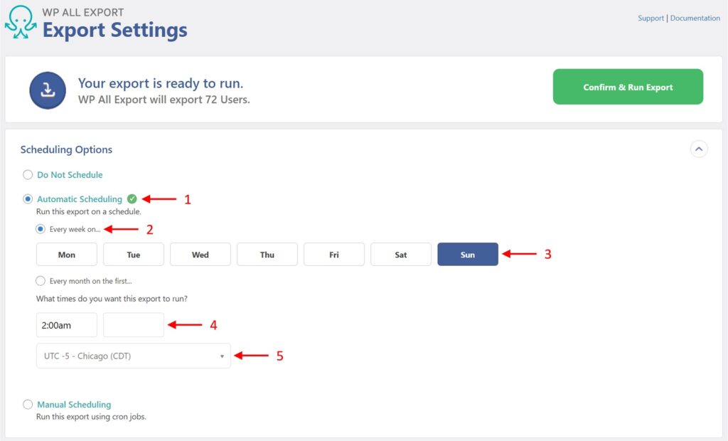 WordPress User Export Scheduling Options