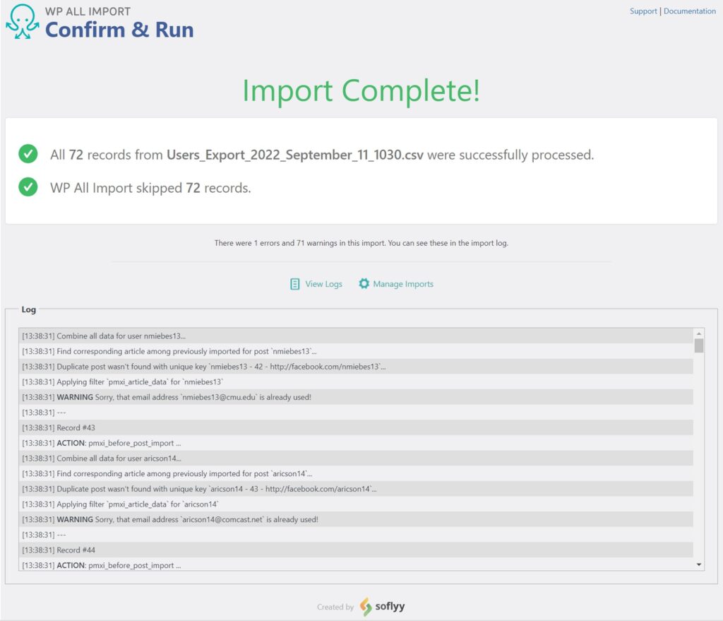 WordPress User Import Complete