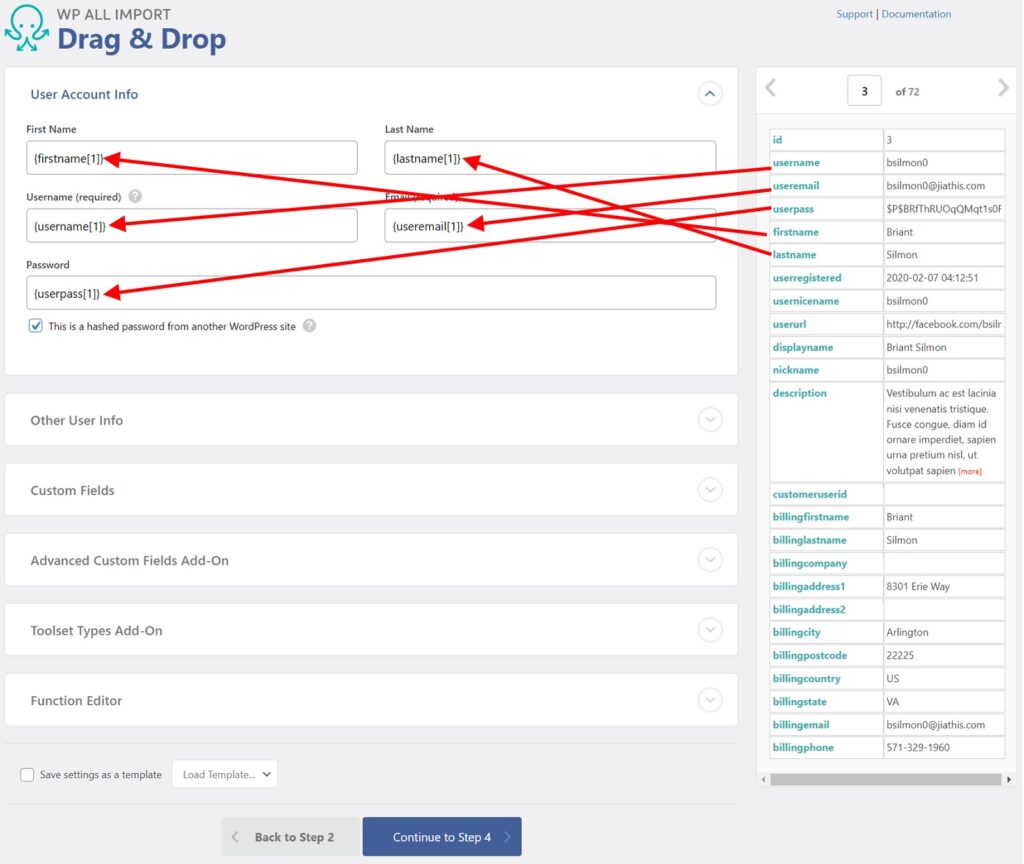 Import WordPress Users Drag and Drop User Account Info