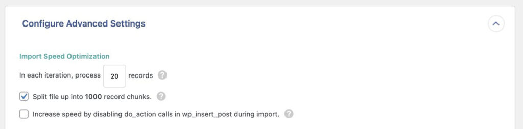 configure advanced product import settings